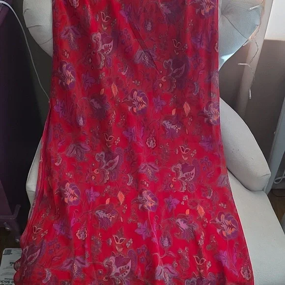 Express Y2K 100% Silk Maxi Skirt Size M Elastic Waist - Picture 5 of 5